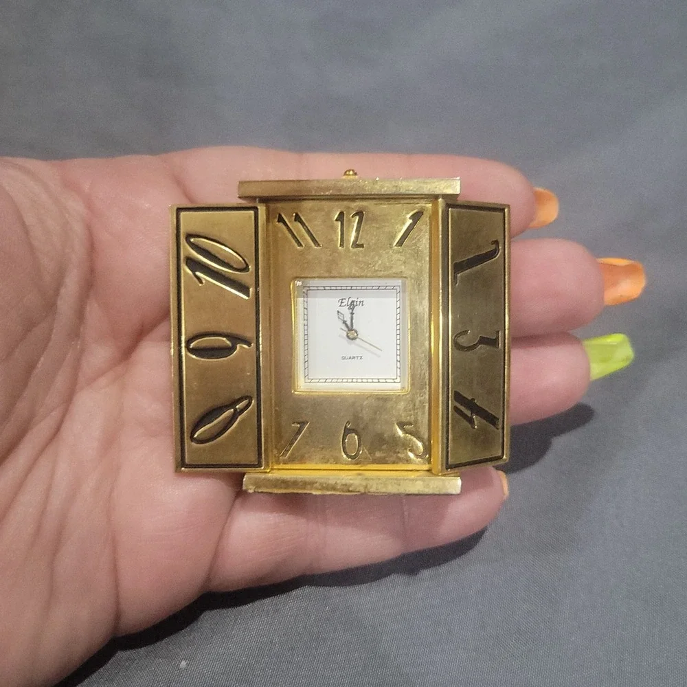 Vintage Miniature Novelty Elgin Art Deco Clock Paperweight Movement